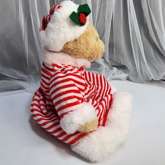 Hobby Lobby Christmas Bear Red White Stripe Dress Soft Stuffed Plush Animal 13" - Picture 4 of 9